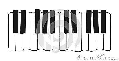 Vector piano music. Musical instrument keyboard. Flat illustration on black background in cartoon style Vector Illustration