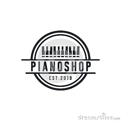 Vector piano shop. Music icon for audio store logo design inspiration Stock Photo