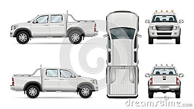 Vector pickup truck on white background Vector Illustration