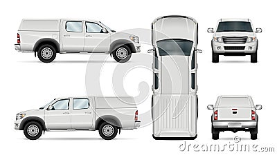 Vector pickup truck on white background Vector Illustration
