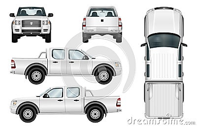 Vector pickup truck on white background Vector Illustration