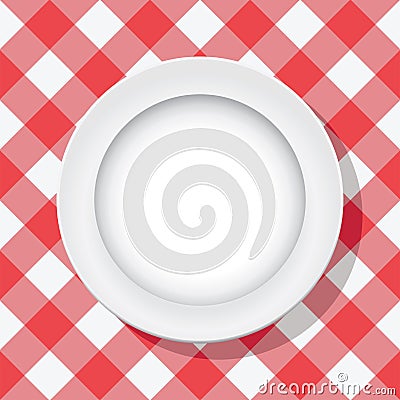 vector picnic tablecloth and empty plate Vector Illustration