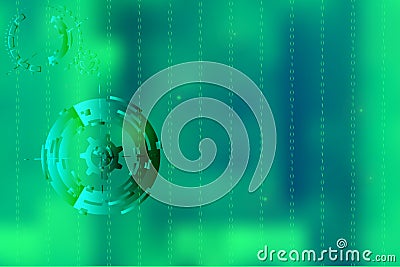 Vector picture with blurred background on for illustration of movement in digital business with binary code in green Cartoon Illustration