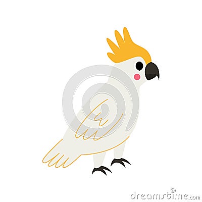 Vector picture of cute cartoon cockatoo isolated on white background Vector Illustration