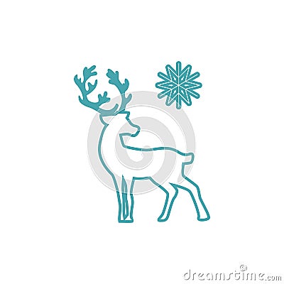 Vector picture deer and snowflake Stock Photo