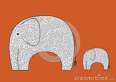 Vector picture with elephants Vector Illustration