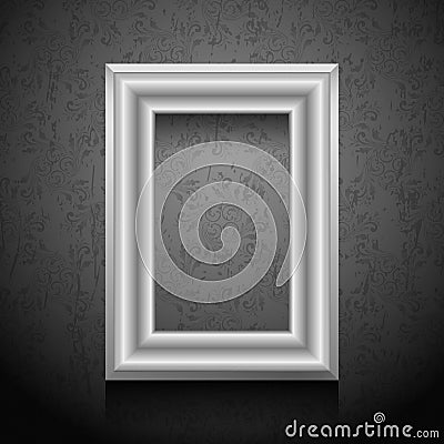 Vector picture frame on wall. Vector Illustration