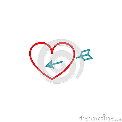 Vector picture heart and Cupid`s arrow Stock Photo