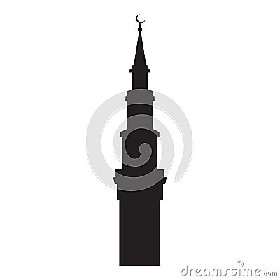 Vector picture of the silhouette of the mosque turret, flat icon Stock Photo