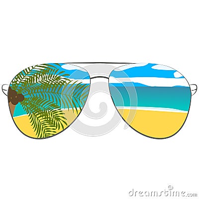 Vector picture with sunglasses. For printed things, poster, bunner background Stock Photo