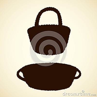 Vector picture of wickerwork basket Vector Illustration