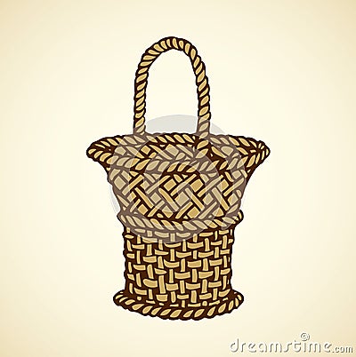 Vector picture of wickerwork basket Vector Illustration