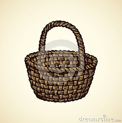 Vector picture of wickerwork basket Vector Illustration