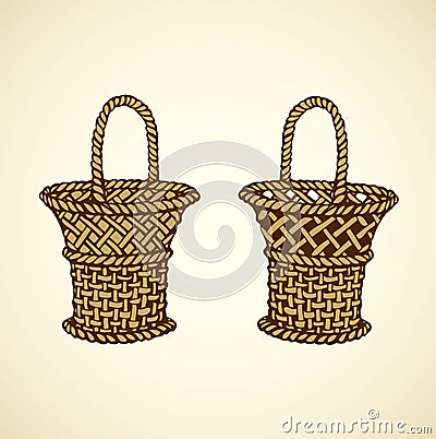 Vector picture of wickerwork basket Vector Illustration