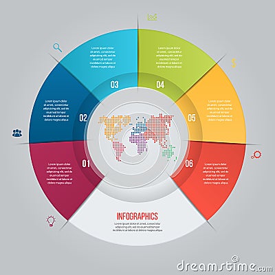 Vector pie chart template for graphs, charts, diagrams Vector Illustration