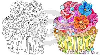 Vector piece of cake with abstract ornaments Vector Illustration