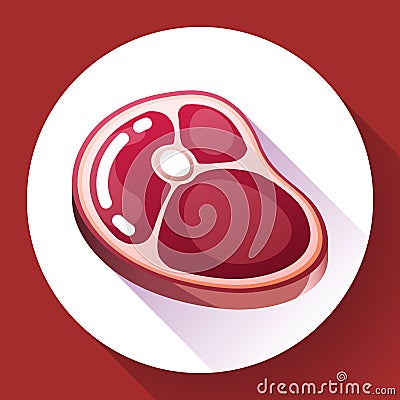 Vector piece of meat steak. Juicy hunk of meat. Isolated image. Vector Illustration