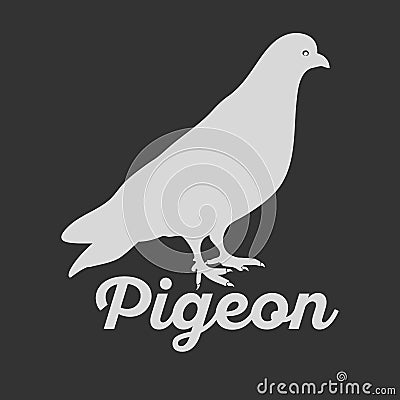 Vector pigeon silhouette on dark background. Vector Illustration