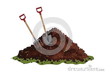 Vector pile of soil Cartoon Illustration