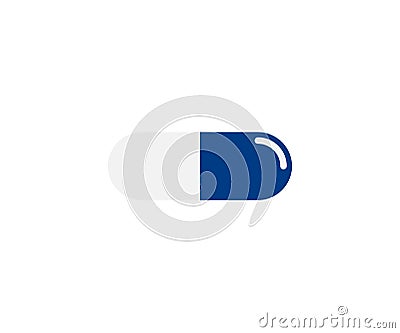 Vector pill simple icon, White and blue left and right sides of pill Vector Illustration