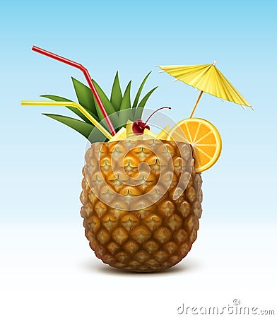 Vector Pineapple cocktail Vector Illustration