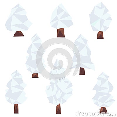 Polygonal winter pines in Clip Art. Vector Illustration