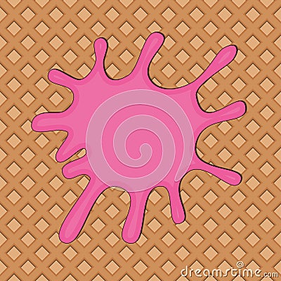 Vector pink cream splash on wafer Vector Illustration
