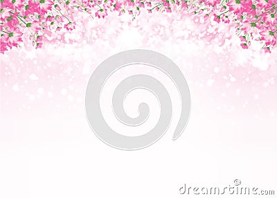 Vector pink floral border on pink background. Vector Illustration