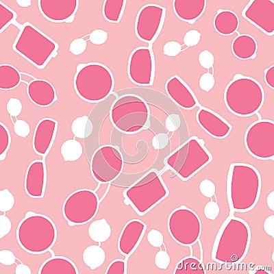 Vector pink glasses accessories seamless pattern. Great for eyewear themed fabric, wallpaper, packaging. Vector Illustration