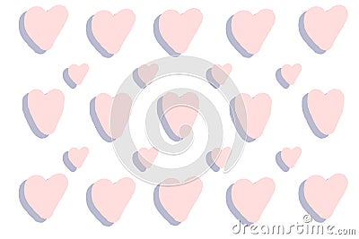 Vector Pink Hearts Background. Violet hearts texture. Lovely Illustration. Romantic card. Handdrawn heart for Wedding invitation. Vector Illustration