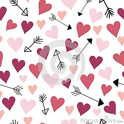 Vector pink and red love hearts and arrows Vector Illustration
