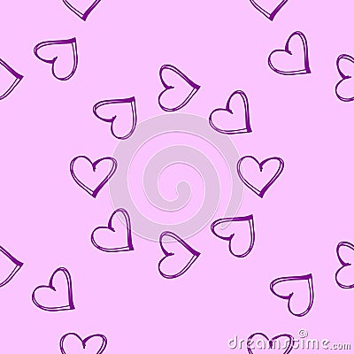 Vector pink wallpaper. Seamless pattern background with hearts. Amour decoration. Celebration for Valentines day. Vector Illustration