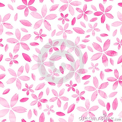 Vector pink watercolor sakura pattern Vector Illustration