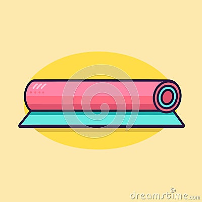 Vector of a pink yoga mat on a bright yellow background, perfect for your daily yoga practice Vector Illustration