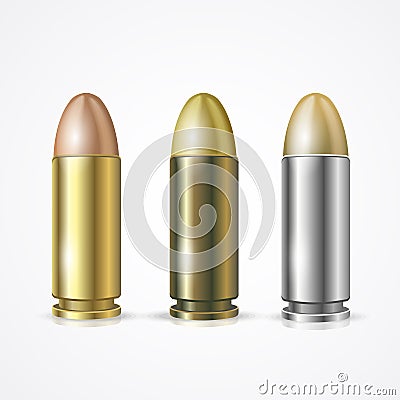 Vector Pistol Bullet Set Vector Illustration