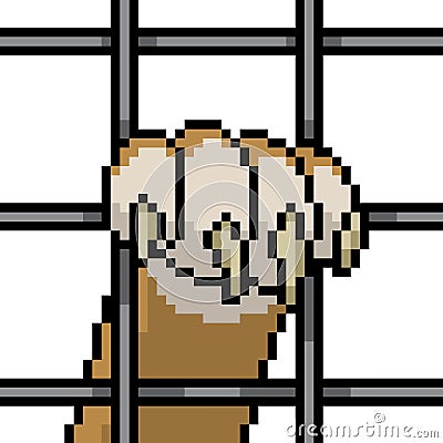 Vector pixel art animal prisoner Vector Illustration