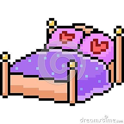 Vector pixel art bed romance Vector Illustration