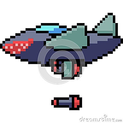 Vector pixel art bomb jet Vector Illustration