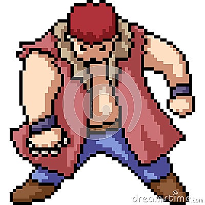 Vector pixel art fighter man Vector Illustration