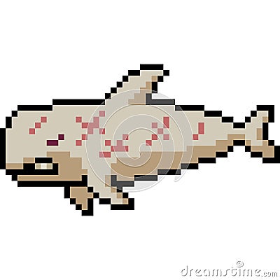 Vector pixel art fighter whale Vector Illustration