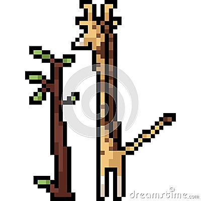 Vector pixel art giraffe tall Vector Illustration