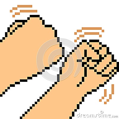 Vector pixel art hand sign fist fight Vector Illustration