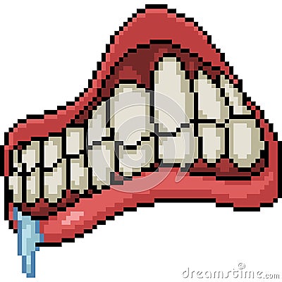 vector pixel art crazy mouth Vector Illustration