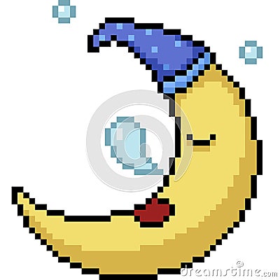 Vector pixel art moon sleep Vector Illustration