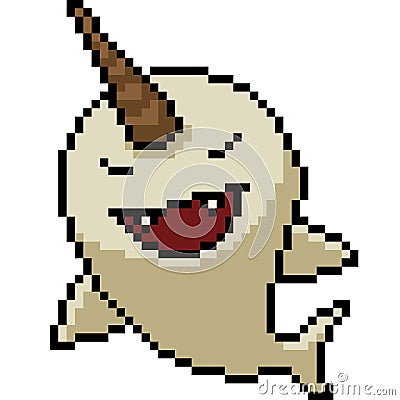 Vector pixel art narwhale Vector Illustration