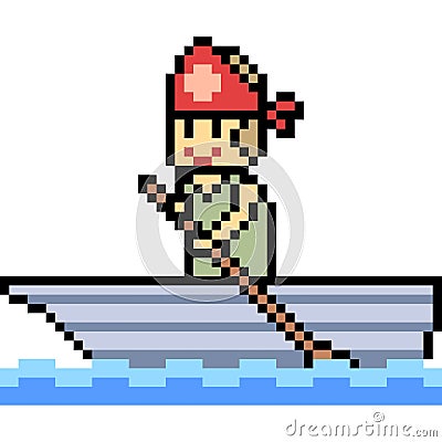 Vector pixel art paddler Vector Illustration