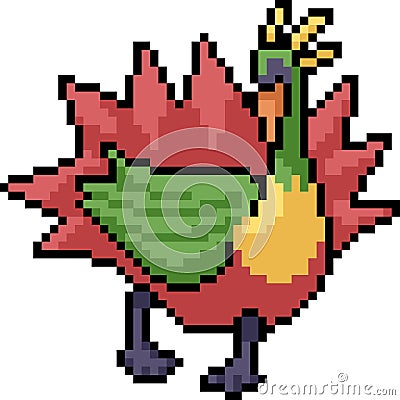 Vector pixel art peacock monster Vector Illustration