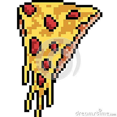 Vector pixel art pizza piece Vector Illustration