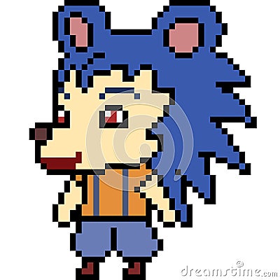 Vector pixel art porcupine kid Vector Illustration