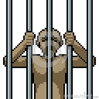 Vector pixel art prisoner cage Vector Illustration